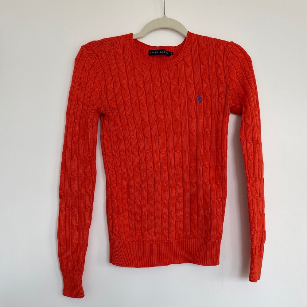 Ralph Lauren cableknit orange crewneck